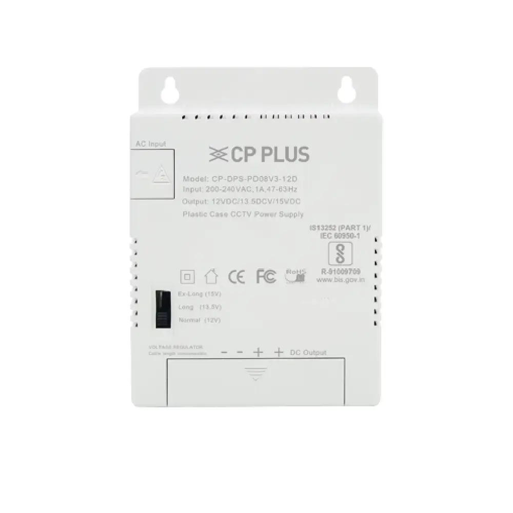 CP-Plus CCTV Power Supply Eco 8ch 12v/10a (PD08V3) view 2
